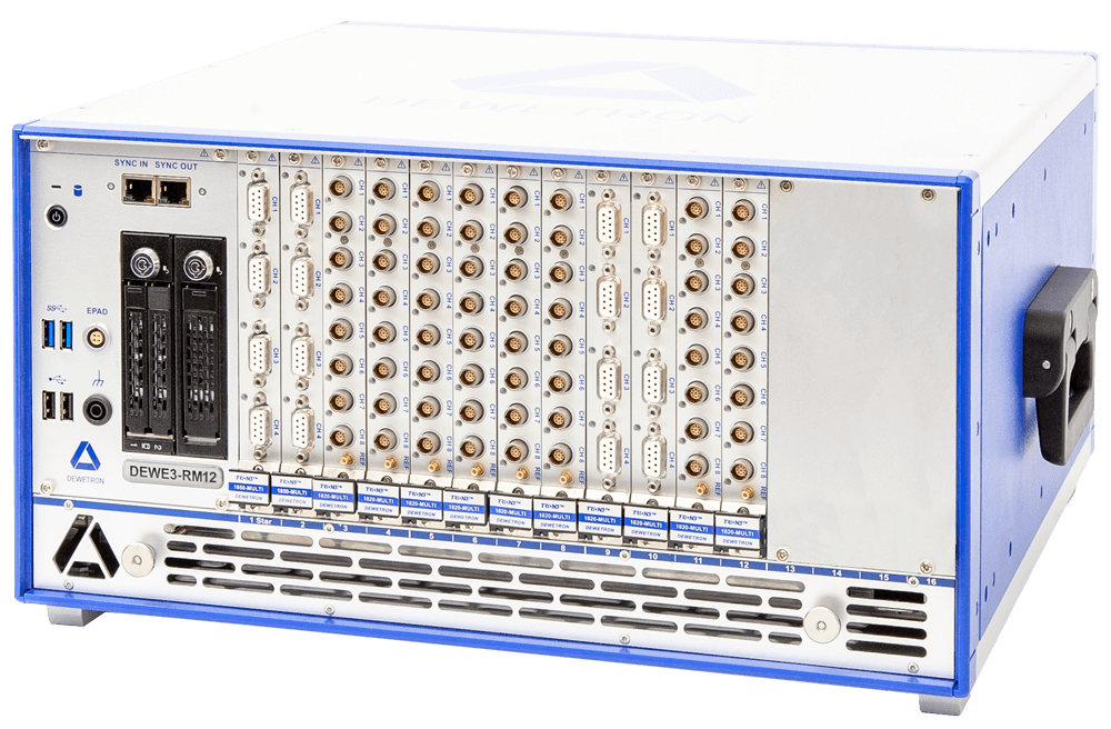 96 input channels @ DEWE3-RM12 rack-mount mainframe